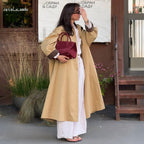 Damen Modischer Oversized-Trenchcoat mit breitem Kragen und Knopfleiste R&B