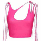 Damen Crop-Top mit einseitigem Cut-Out und trendigen Bändern R&B