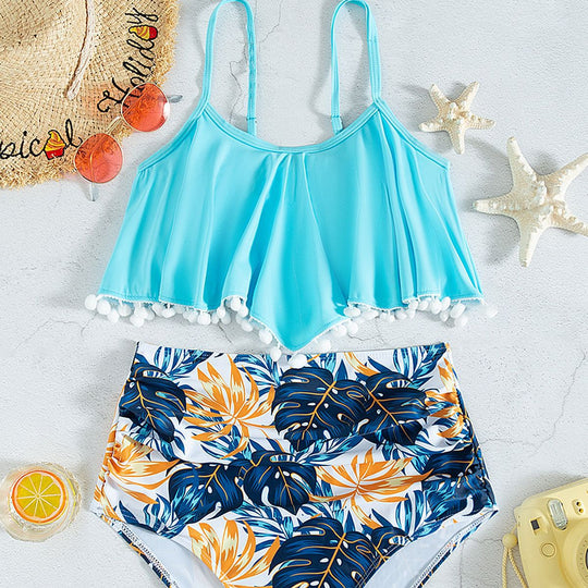 Damen Bikiniset mit verspieltem Volant und hochgeschnittenen Hosen R&B
