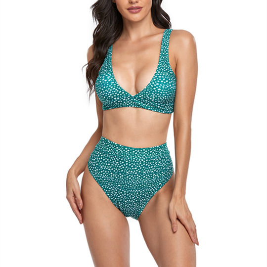 Damen Hoch tailliertes Bikini-Set mit weichem Bustier und femininen Punkten R&B