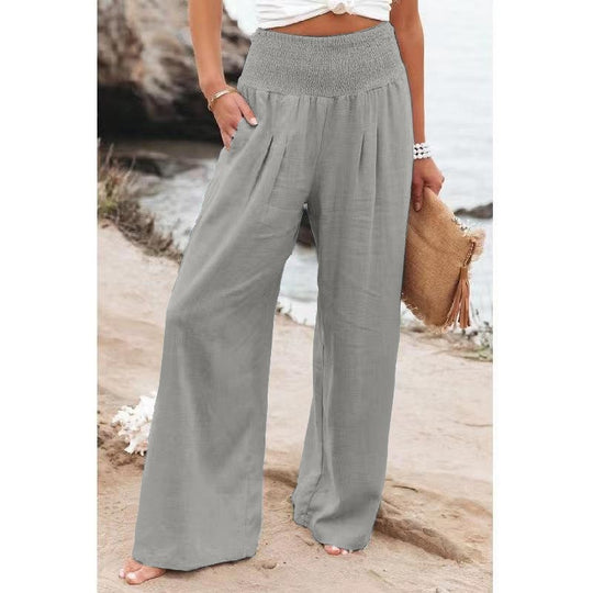 Damen Weit geschnittene Sommerhose mit elastischem Bund und luftiger Passform R&B