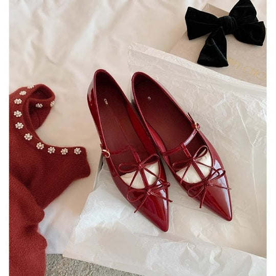 Damen Ballerina mit elegantem Schleifendetail und hochwertiger Lackoberfläche R&B