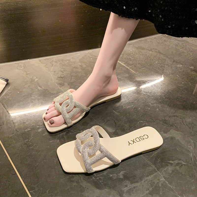 Damen Riemensandalen mit funkelnder Kettenapplikation R&B