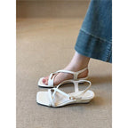 Damen elegante Riemchen-Sandalen mit modischem Kreuz-Riemendesign R&B