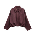 Damen oversized Kunstlederjacke mit elastischem Bund