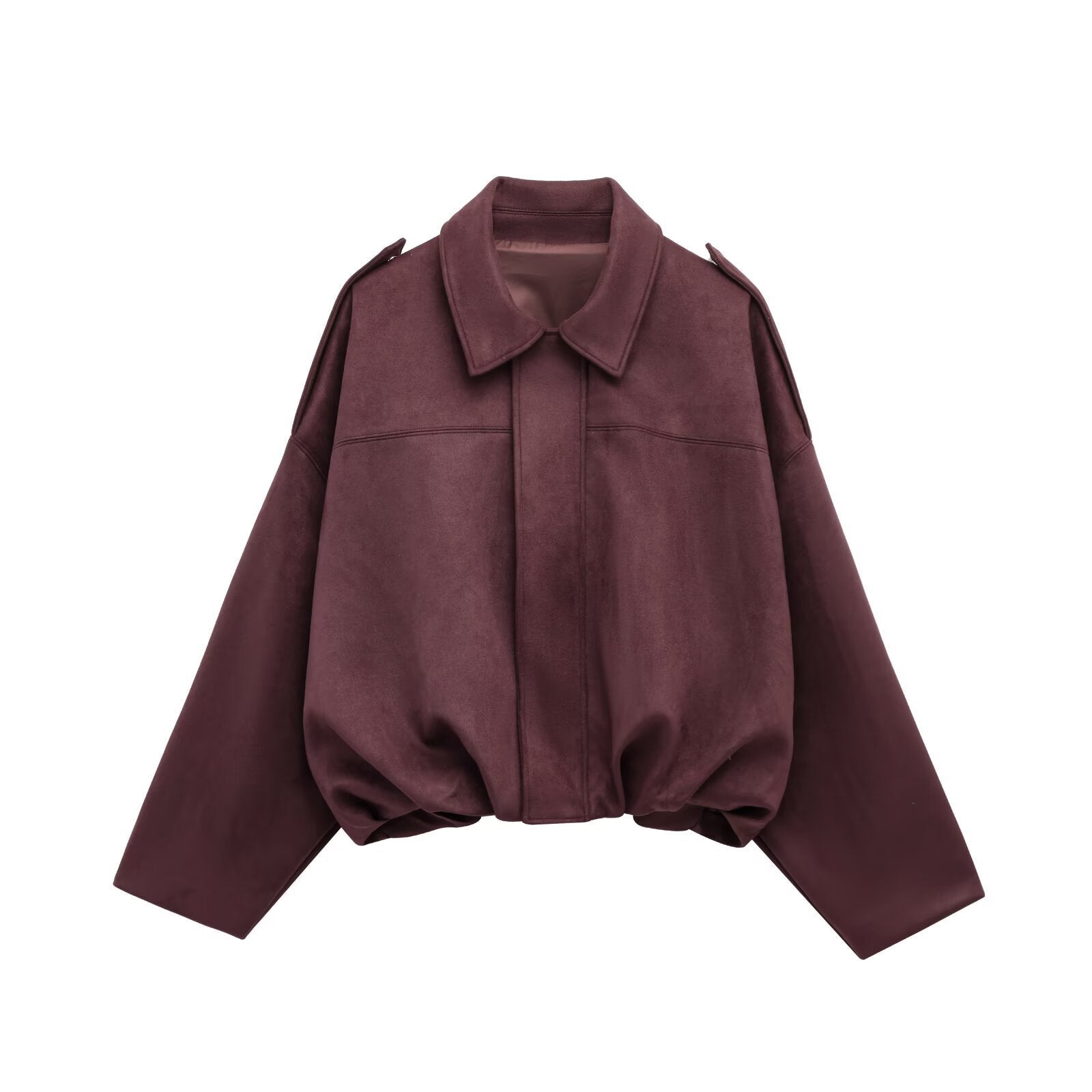 Damen oversized Kunstlederjacke mit elastischem Bund