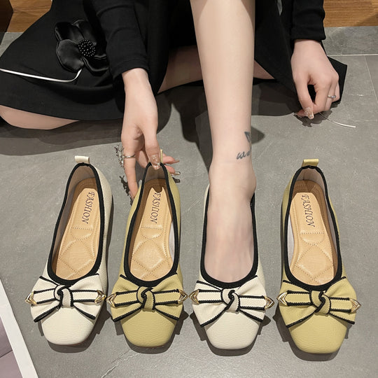 Damen Ballerinas mit dekorativem Schleifen-Detail und goldenen Akzenten R&B