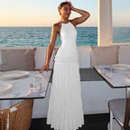 Damen Maxi-Kleid mit feinen Rüschendetails R&B