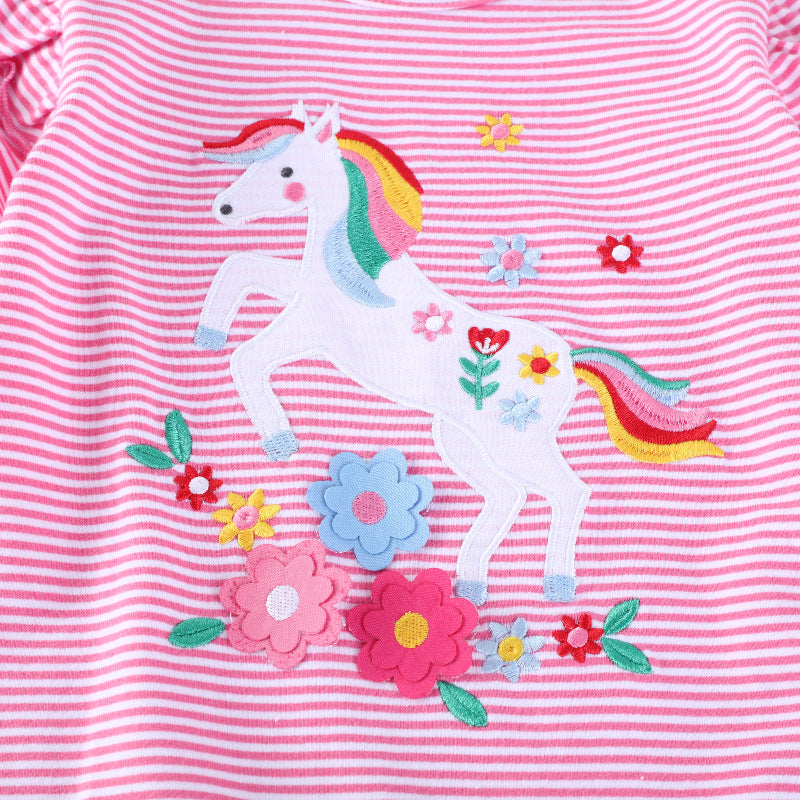 Mädchen T-Shirt mit zauberhaftem Einhorn-Motiv und Rüschendetail R&B