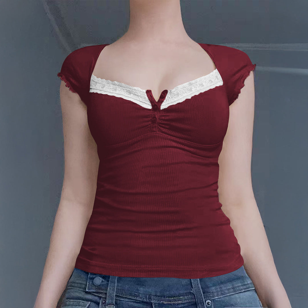 Damen Ripp-Trägershirt mit setzen Spitze R&B
