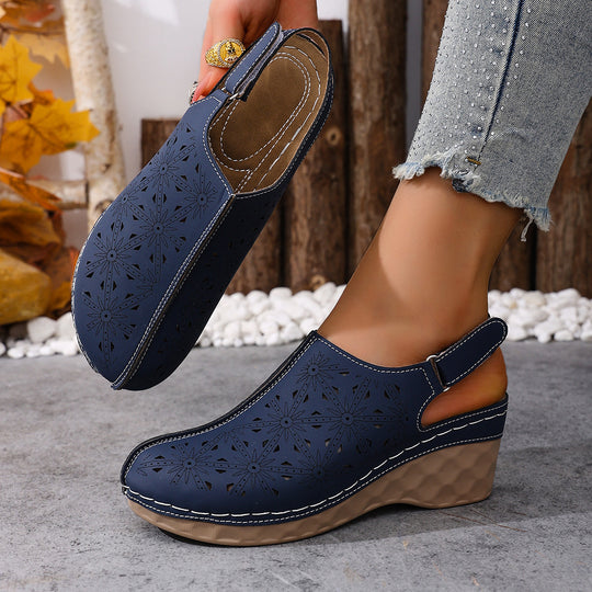 Damen Wedge-Clogs mit perforiertem Design und elastischem Einsatz R&B