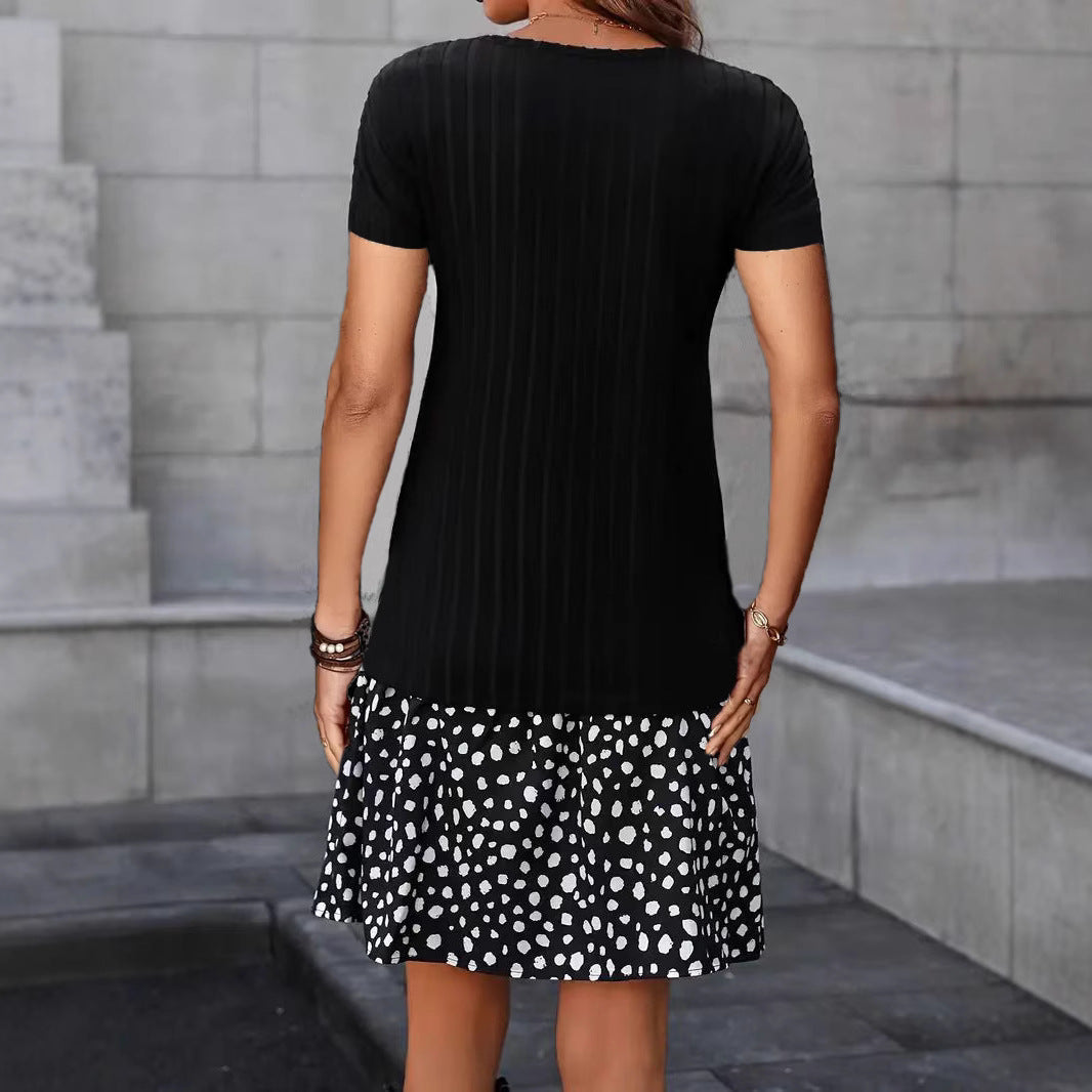 Damen Kurzarm Kleid mit lässigem Schnitt und verspieltem Rock R&B