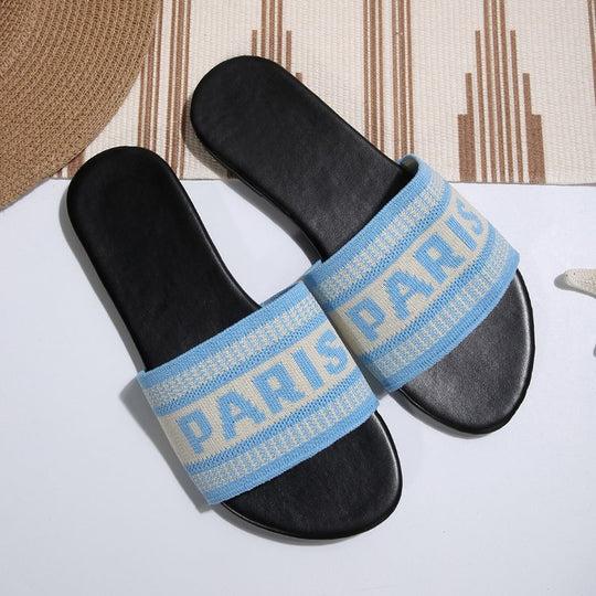 Damen Stylish Slide-Sandalen mit modischem Schriftzug R&B
