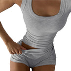 Damen Sportliches Loungewear-Set mit ärmellosem Oberteil und Shorts R&B