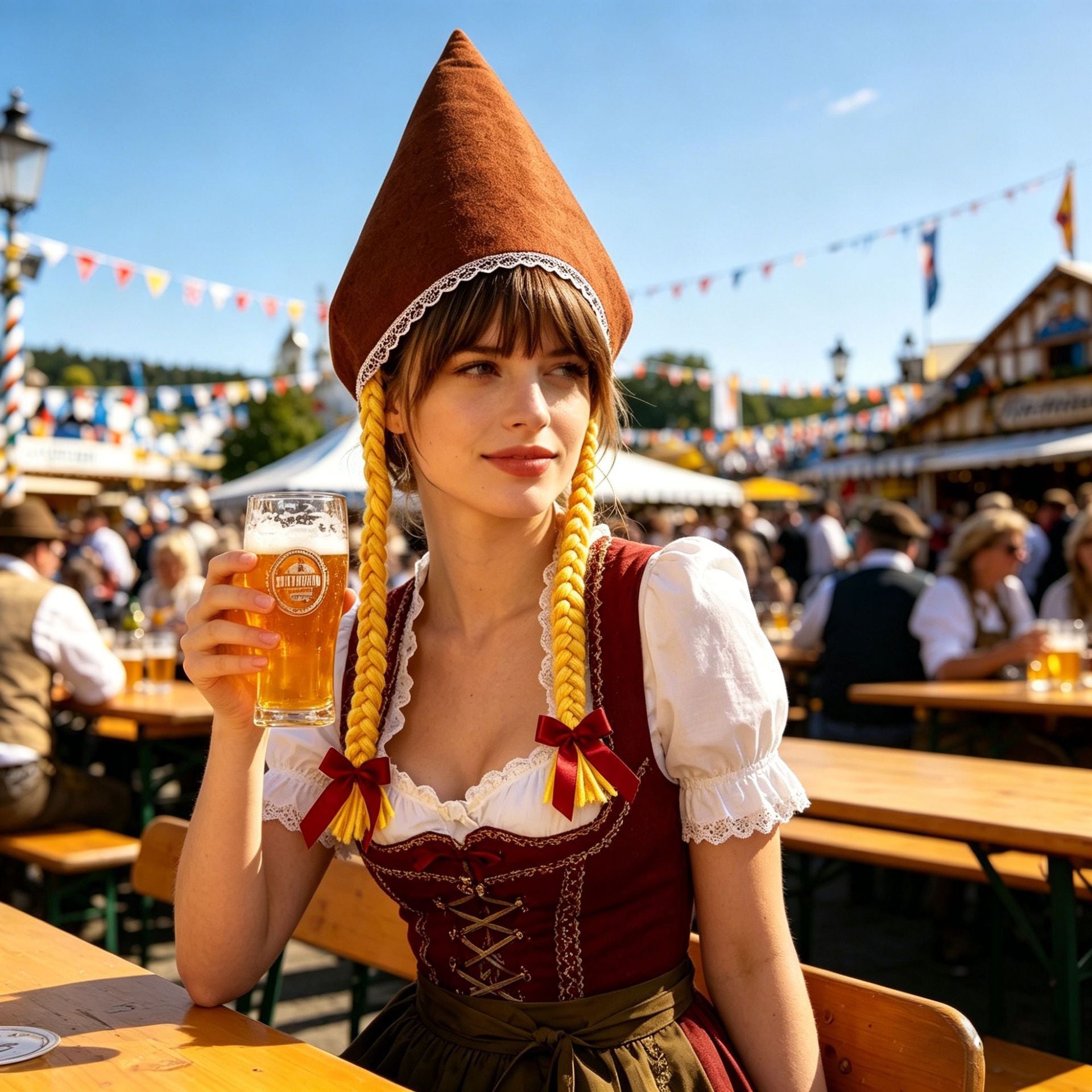 Damen nan traditionelle Trachtenhaube aus Baumwollvelours mit feinem Spitzenrand für Dirndl R&B