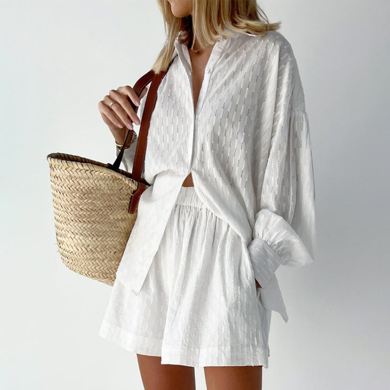 Damen Lässiges Oberteil und Shorts Set mit luftiger Passform R&B