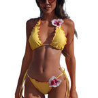 Damen Triangel-Bikini mit floralem Detail R&B