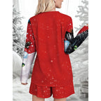 Damen Lustiges Weihnachts-Pyjama-Set mit Katzenmotiv R&B