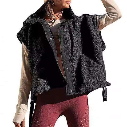 Damen kuschelige Weste aus Fleece mit praktischen Taschen und innovativem Design R&B
