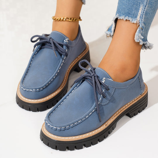 Damen robuste Mokassins mit rutschfester Profilsohle und handgenähtem Design R&B
