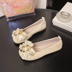 Damen Ballerinas mit schimmerndem Schleifen-Detail und eleganter Schnalle EB