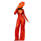 Damen Elegantes Jumpsuit aus transparenter Spitze mit V-Ausschnitt und weiten Beinen R&B