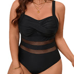 Damen Einteiler Badeanzug mit elegantem Netzdesign R&B
