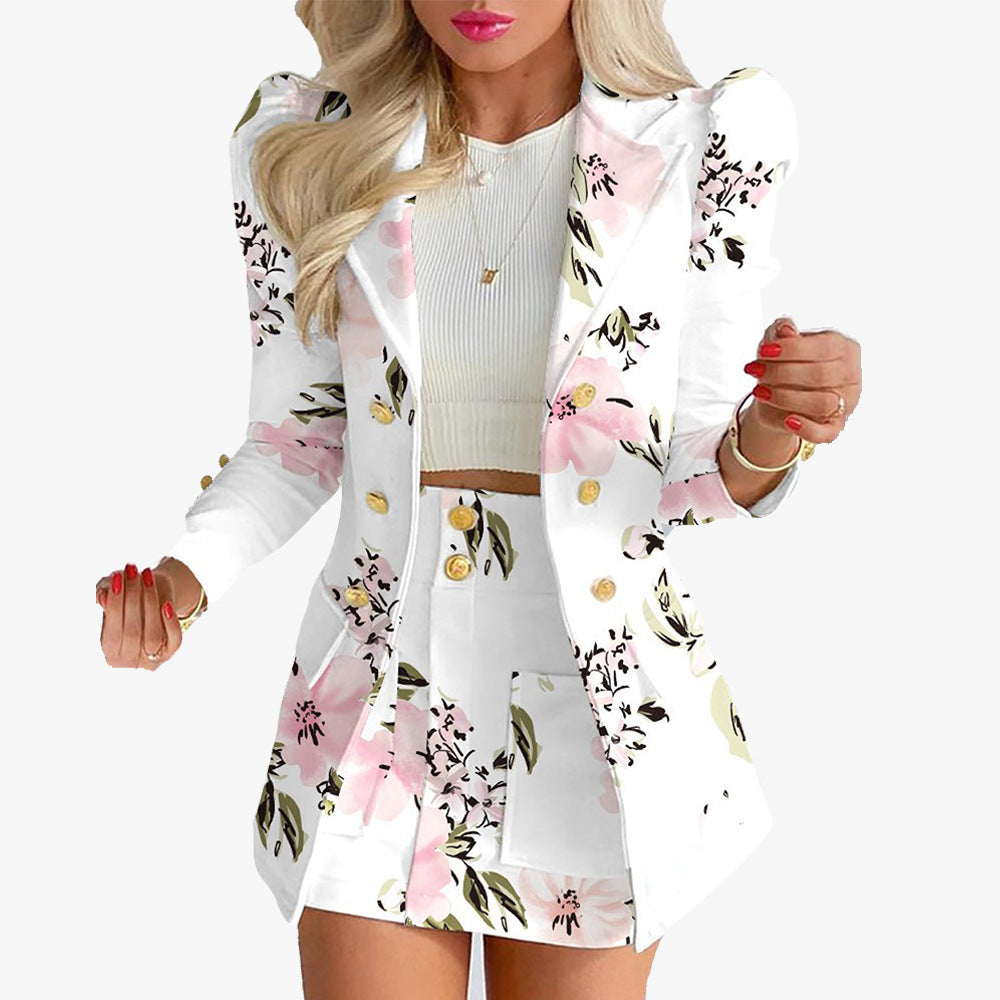 R&B | Zweiteiliges Set mit lässigem Print und langärmeligem Anzugrock