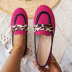 Damen Komfortable Loafers mit R&Brnem Leopardenband R&B