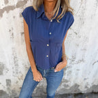 Damen Kurzarm Bluse mit praktischen Taschen