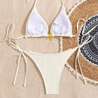 Damen Triangel-Bikini mit zarten Rüschendetails und eleganter Muschel-Applikation R&B