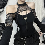 Damen modisches Oberteil mit einzigartigem Cut-Out-Design und Netzdetails R&B
