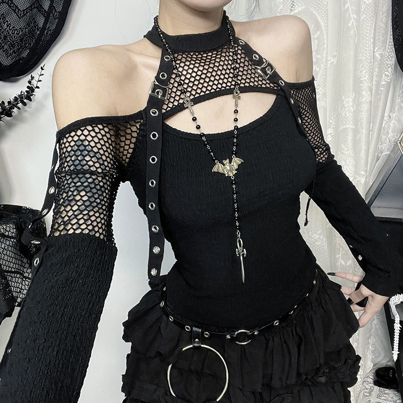 Damen modisches Oberteil mit einzigartigem Cut-Out-Design und Netzdetails R&B