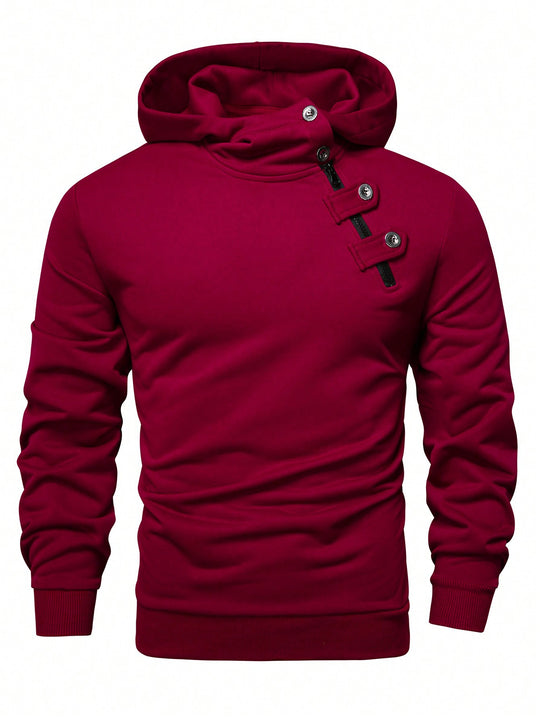 Herren Hoodie mit innovativem Kragen und praktischer Taschenlösung R&B