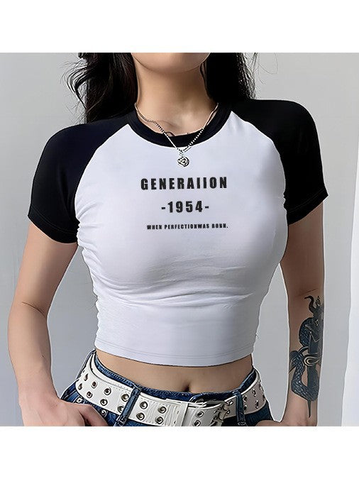 Damen Crop-Top mit motivierendem Schriftzug und lässigem Schnitt R&B