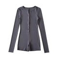 Damen Langarm-Jumpsuit mit Knopfverschluss