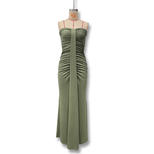 Damen Figurbetontes Maxikleid mit Raffungen und zartem Schnitt R&B