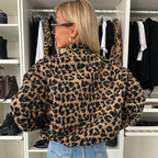 Damen Trendige Leo-Fleecejacke mit lässigem Schnitt R&B