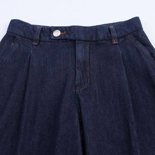 Damen weite Jeanshose mit eleganter Taillierung und seitlichen Eingrifftaschen R&B