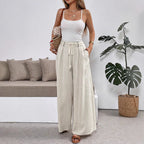 Damen Weit geschnittene Leinenhose mit verstellbarem Bund R&B
