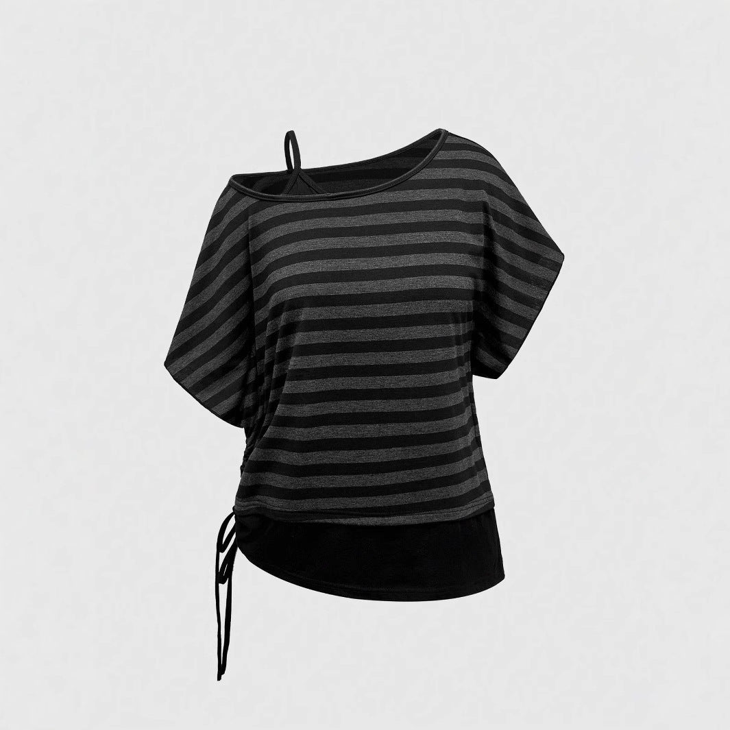 Damen Asymmetrisches Streifenoberteil mit raffiniertem Schnitt R&B