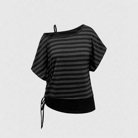 Damen Asymmetrisches Streifenoberteil mit raffiniertem Schnitt R&B