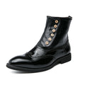 Damen elegante Lackleder Stiefeletten mit modischen Knöpfen R&B