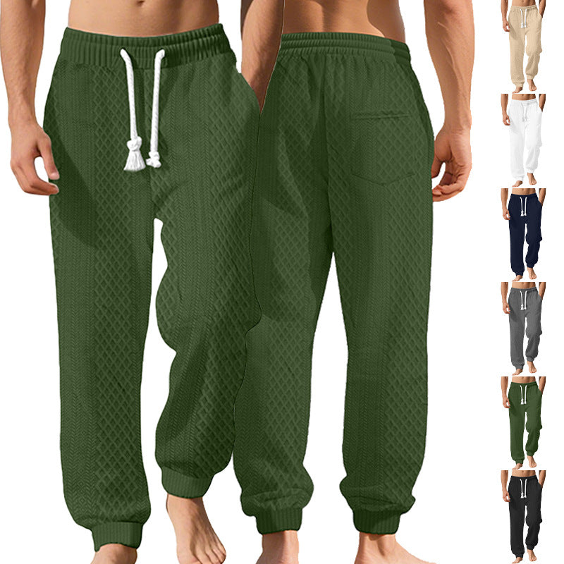 Herren nan gestrickte Wohlfühlhose mit Zopfstruktur, elastischem Bund, Kordelzug und Eingrifftaschen R&B