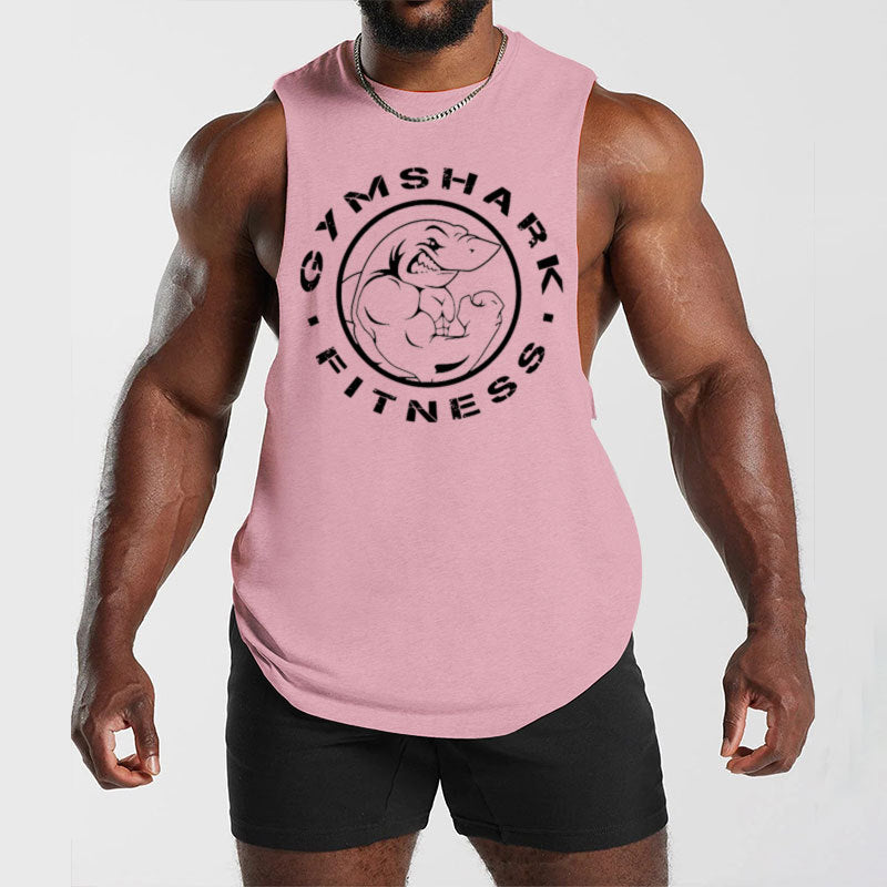 Herren nan ärmelloses Muskelshirt mit extra tiefen Armöffnungen und großem Logodruck R&B