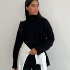Damen Kuscheliger Rollkragenpullover aus hochwertiger Baumwollmischung mit lockerer Passform R&B