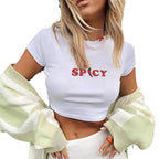 Damen Crop-T-Shirt mit kreativem Nostalgie-Druck und lässigem Schnitt R&B