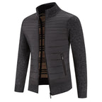 Herren Steppjacke mit modernem Strickärmeln und hohem Kragen R&B