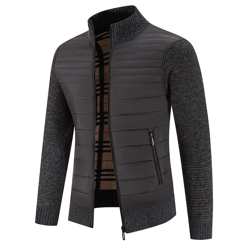 Herren Steppjacke mit modernem Strickärmeln und hohem Kragen R&B