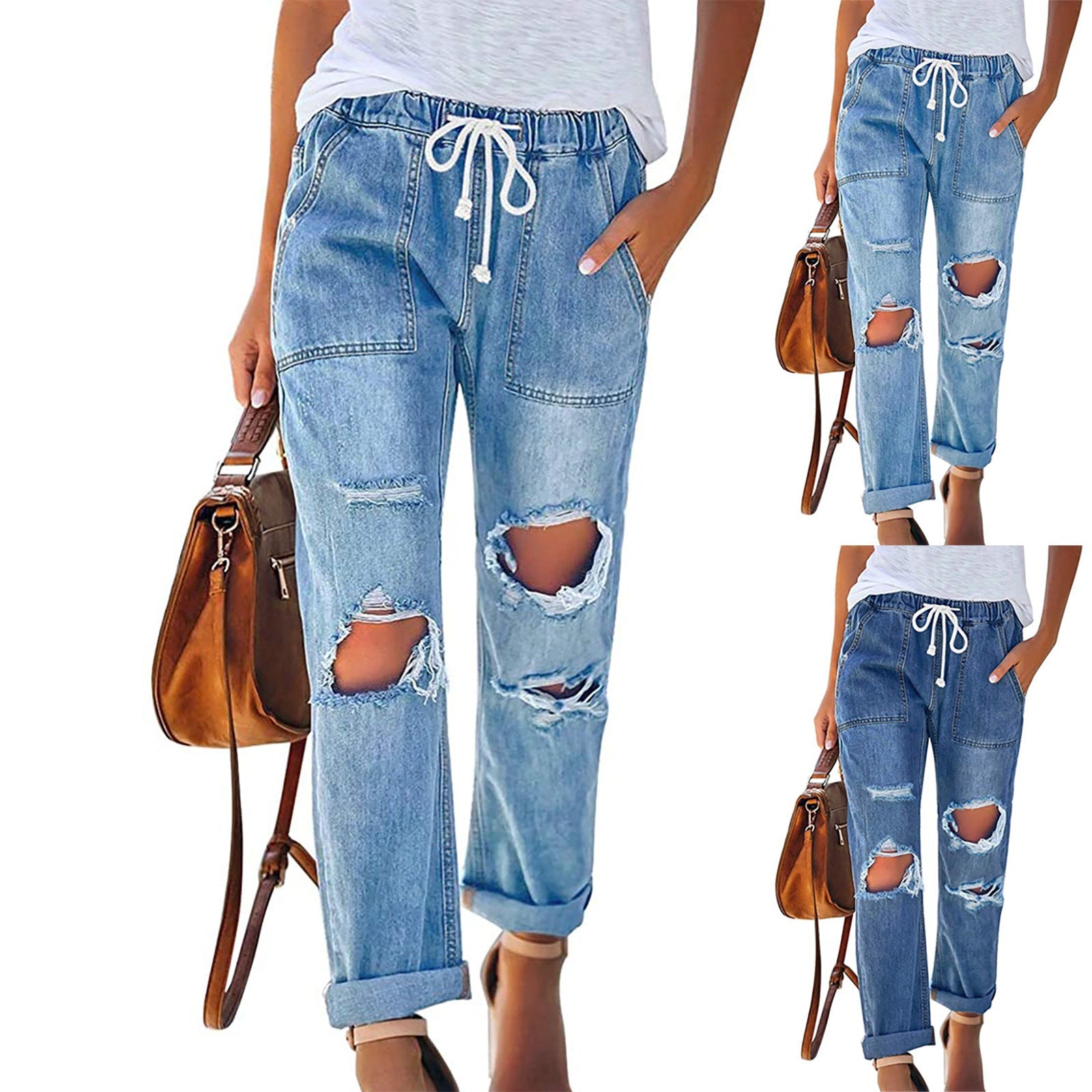 Damen Relaxed Fit Jeans mit modernen Rissen
